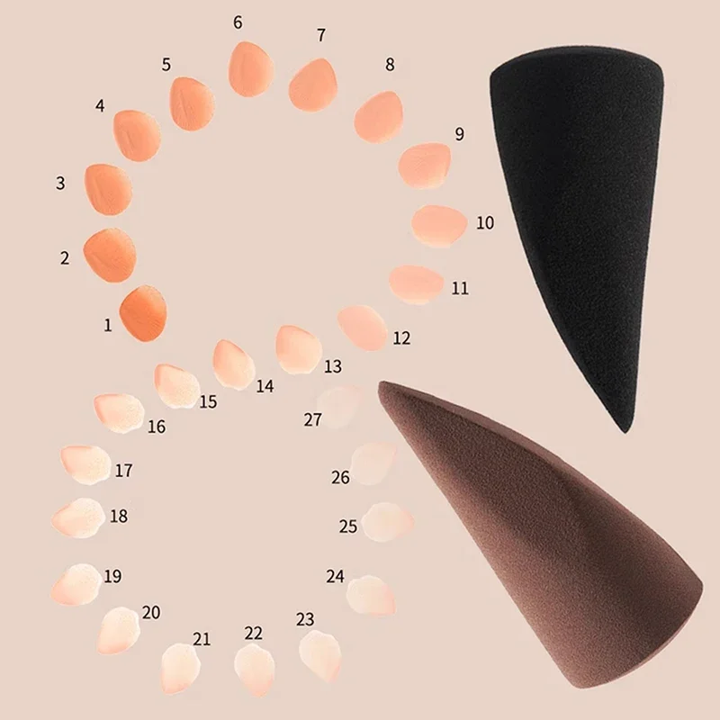 1/2 قطعة ماكياج الدقة الإسفنج الأسود البني الرطب والجاف استخدام إسفنجة لينة مسحوق نفث أطراف الأصابع التجميل نفخة أدوات سهلة الاستخدام