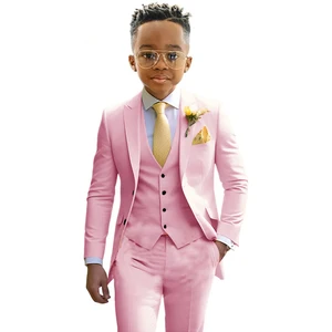 Green Mint Boys Suit Wedding Smaking 3 Piece Set Children Jacket Pants Fine Set Setting Casual Blazer Fine Adjust Young Clothing 8 Main Sales Blouse Green Mint - №1