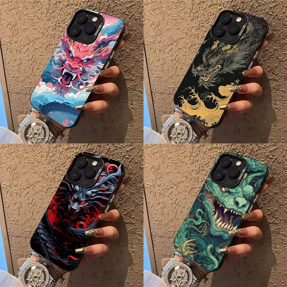

Fashion Dragon Animal Phone Case For iPhone 17,16,15,14,13,12,X,8,Pro,Max,Plus,E,SE4,Air,Mini IMD Matte Black