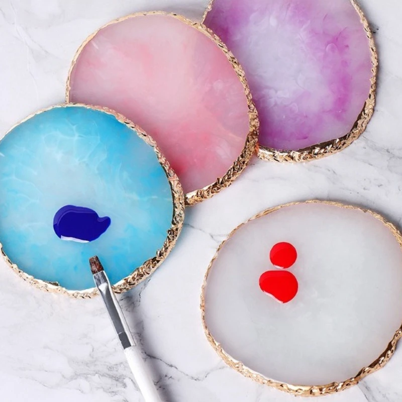 

1 шт. круглая смола, оникс, камень, палитра для ногтей, художественная подставка, поднос для гель-лака, поднос для смешанной живописи, пигментный поднос, подставка для дизайна ногтей