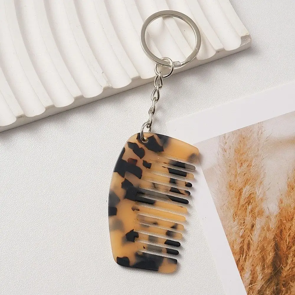 New Mini Comb Keychain Comb Resin Hanging Ornament Keyring Colorful Key Pendant Bag Decoration
