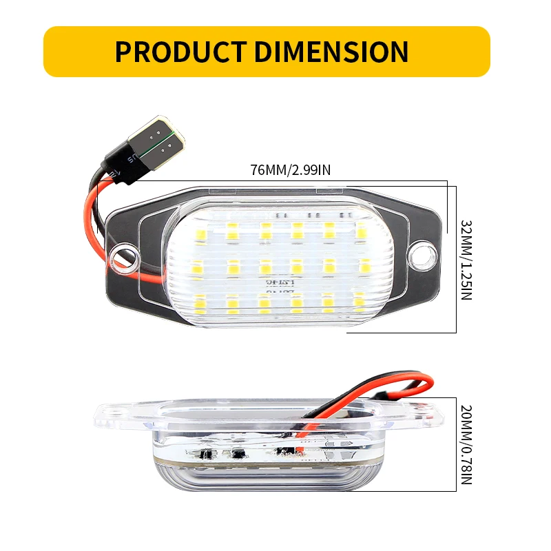 2PCS LED License Number Plate Lights Canbus For Lexus LX450 96-98 For Toyota Land Cruiser FJ80 91-97 FJ Cruiser XJ10 GSJ15 07-14 view 2