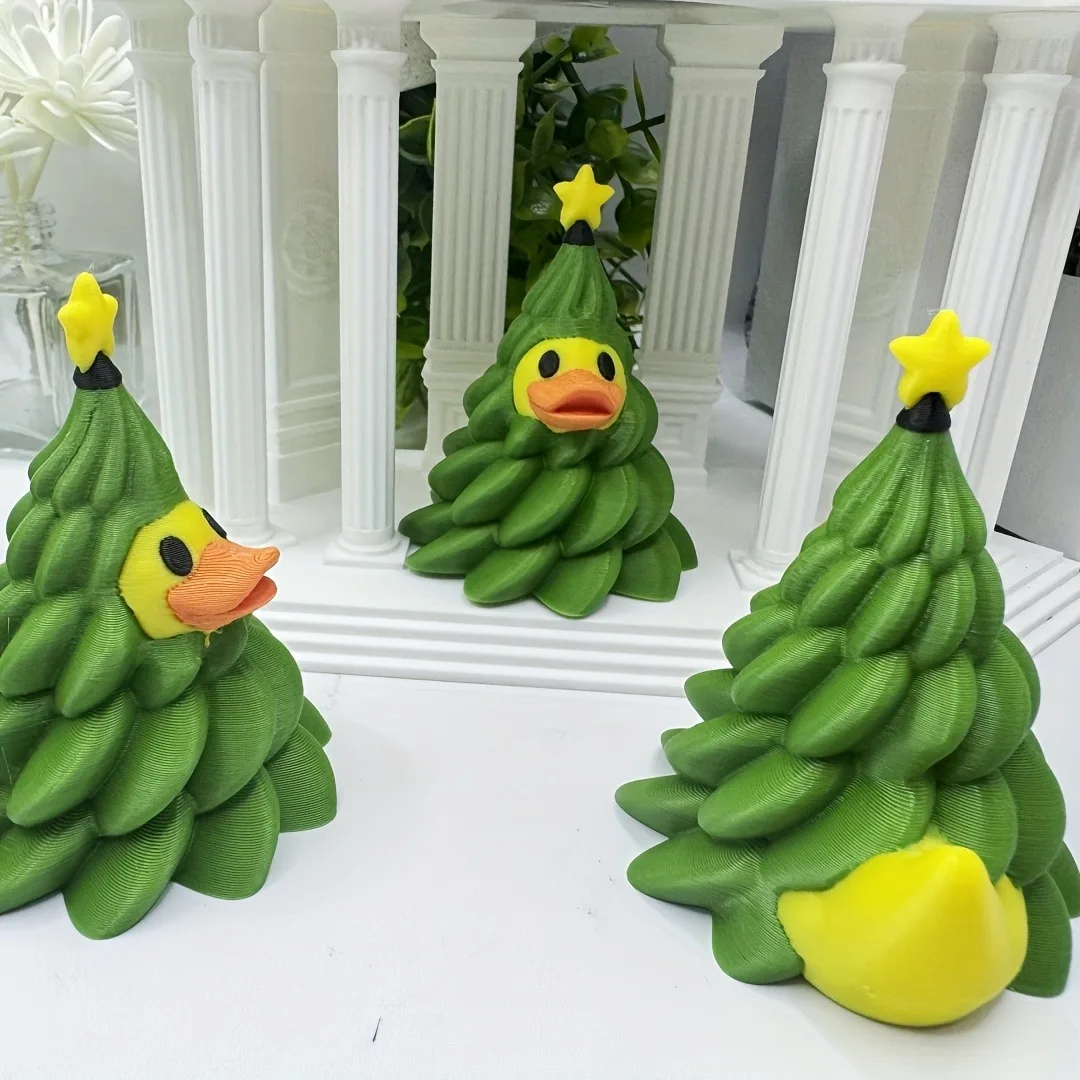 Christmas tree duck statue-lovely yellow mouth, indoor/outdoor decoration suitable for home, office, party-no electricity, perfe