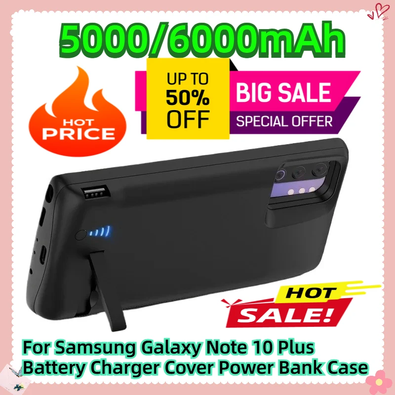 6000mAh For Samsung Galaxy Note 10 Plus Battery Charger Cover Power Bank Case