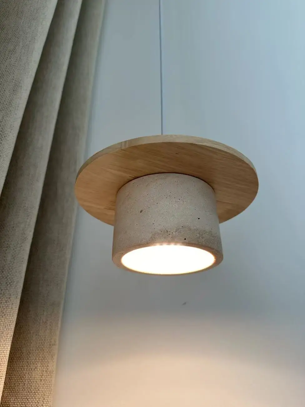 

Modern Japanese Stone Pendant Light Wabi Sabi Yellow Travertine Natural Wood LED Hanging Lamp Bedroom Living Room Lampard Decor