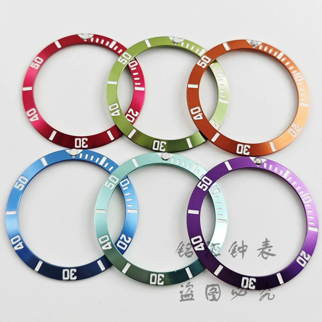 Multi‑Color 38mm Sloping Aluminum Watch Bezel Insert Diving Scale Bezel Ring Replacement Parts For NH35 Watch DIY Modification