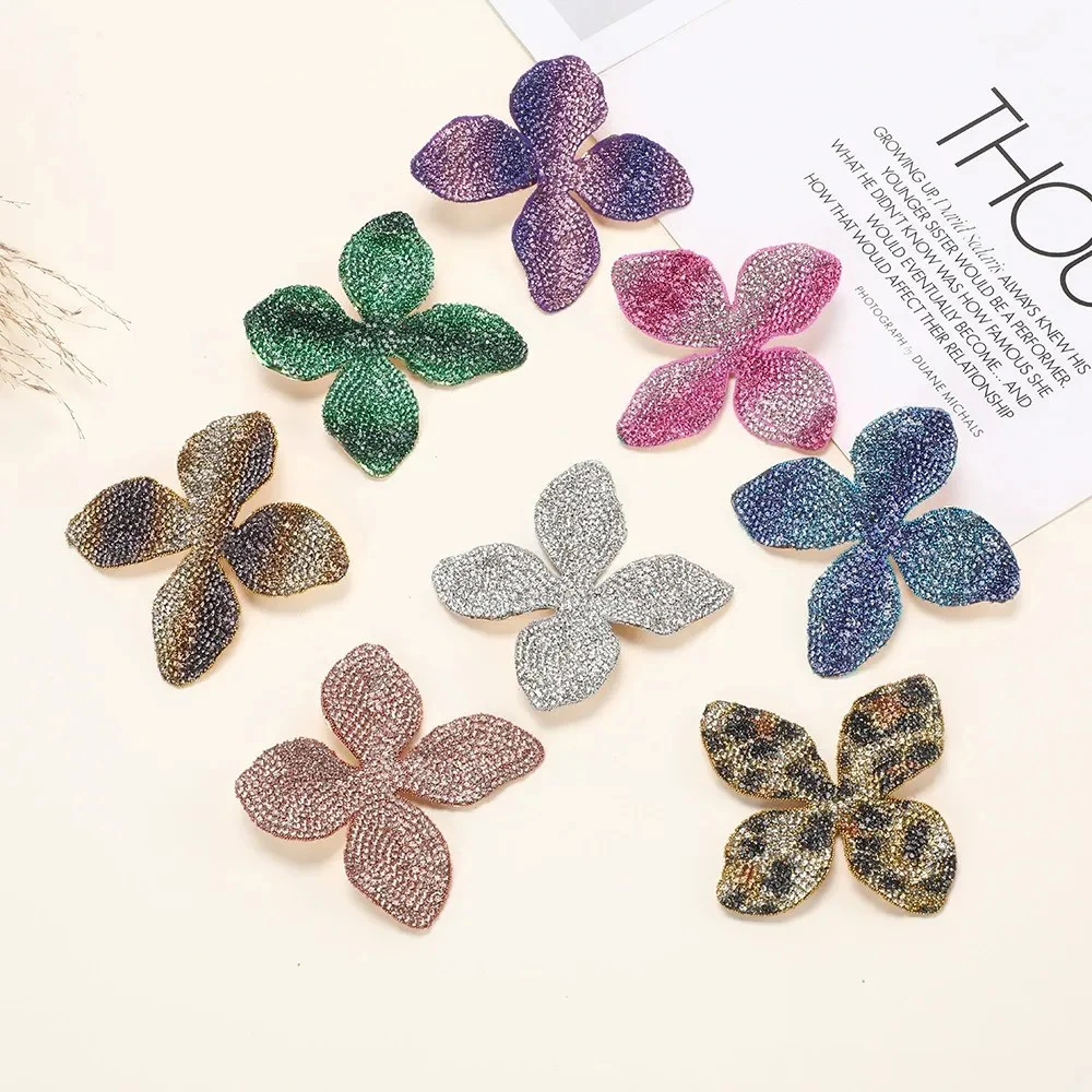 Mode Bunte Übertriebene Blume Ohrringe Hochzeit für Frauen Temperament Bling Strass Baumeln Ohrringe Party Zubehör