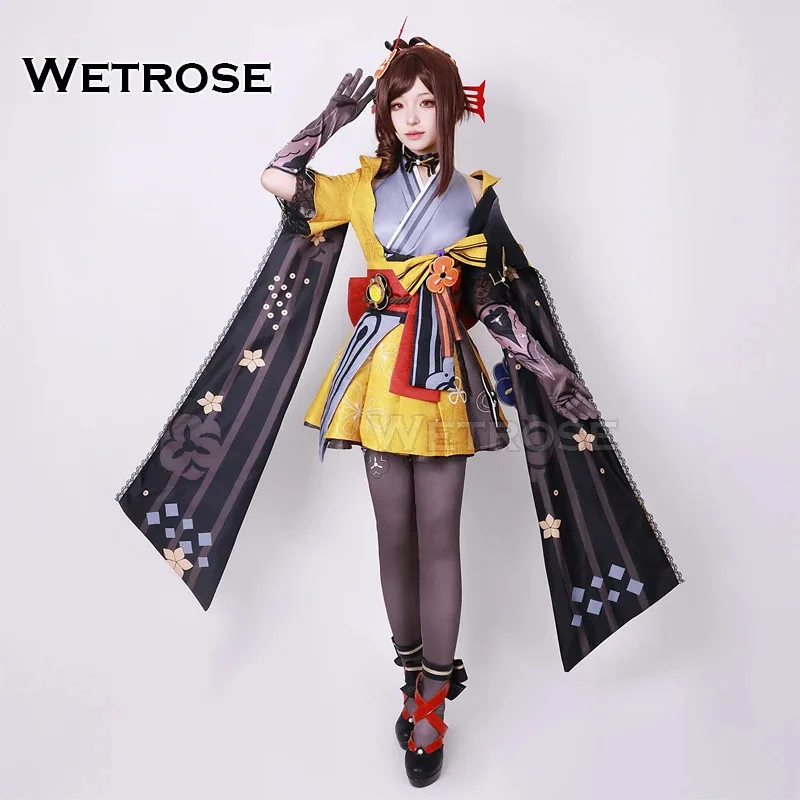 【Wetrose】 متوفر في المخزون أزياء Chiori التأثيرية Genshin Impact Thiori Chioriya Boutique Tailor مجموعة كاملة من الشعر المستعار لعيد الهالوين وعيد الميلاد