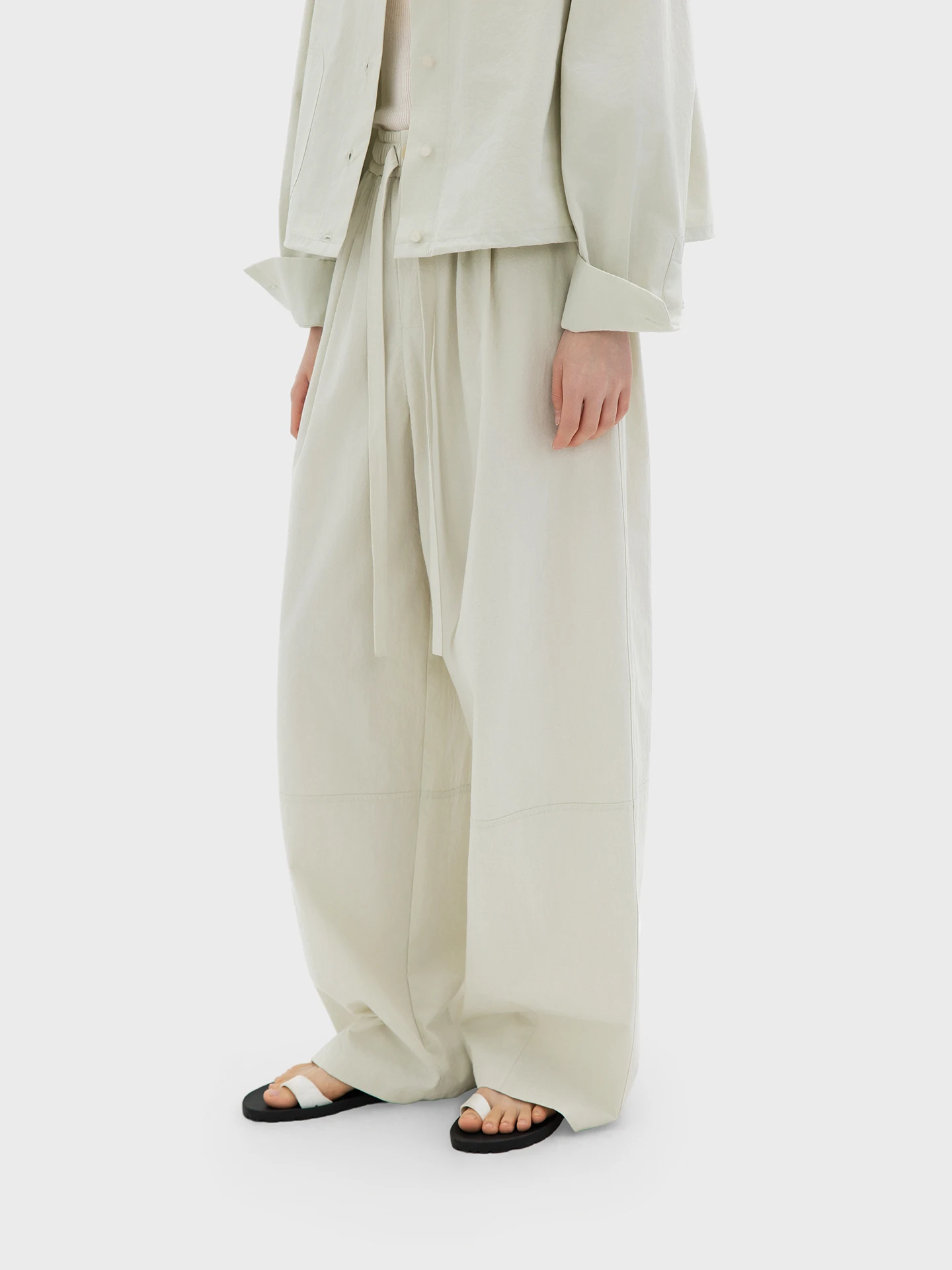 

Легкие повседневные брюки с двойными складками и шнурком, 100% хлопок, высокая талия, эластичные, широкие штанины, свободный крой, удобные, дышащие, женские.