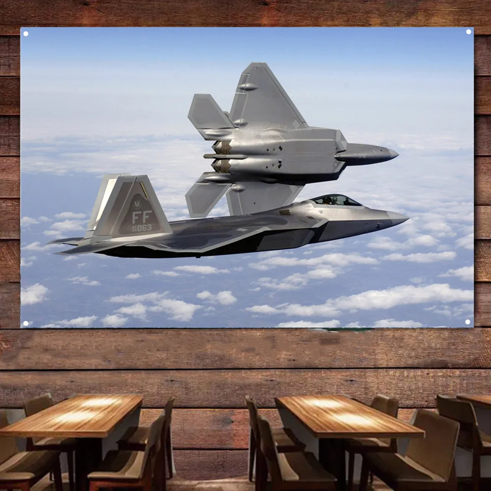 F-22 Raptor Fighter Jet Flag Hanging Banners U.S. Air Force Aviation Military Art Poster Wall Art Tapestry Home Decor Painting