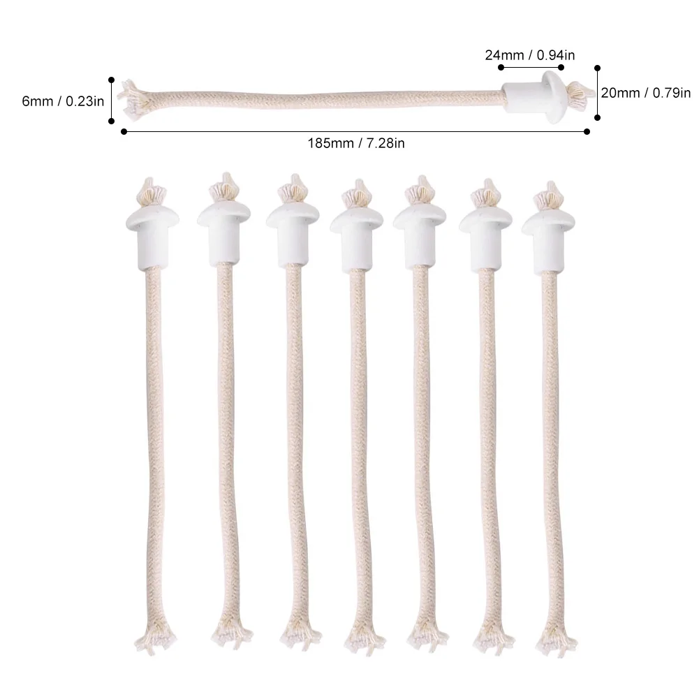 7Pcs Heat Resistant Oil Lamp Wick Replacement for Ceramic Holders Torch Wine Bottle Oil Candle Lamp