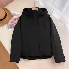 Windbreaker Jacket Women's Lightweight Hooded Outdoor Sports - New Black