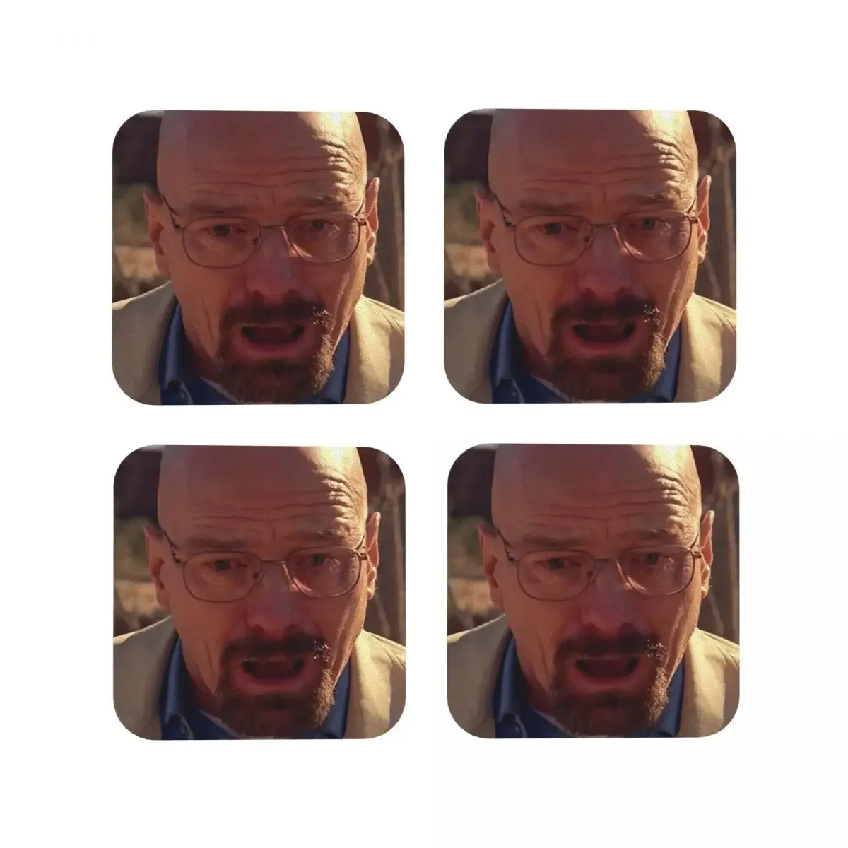 Walter White Mem Coasters Kitchen Placemats Waterproof Insulation Cup Coffee Mats For Decor Home Tableware Pads Set of 4