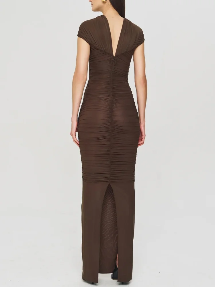 우아한 오프숄더 컷아웃 슬림 바디콘 롱 드레스 여성용 정장 디너 생일 파티 가운