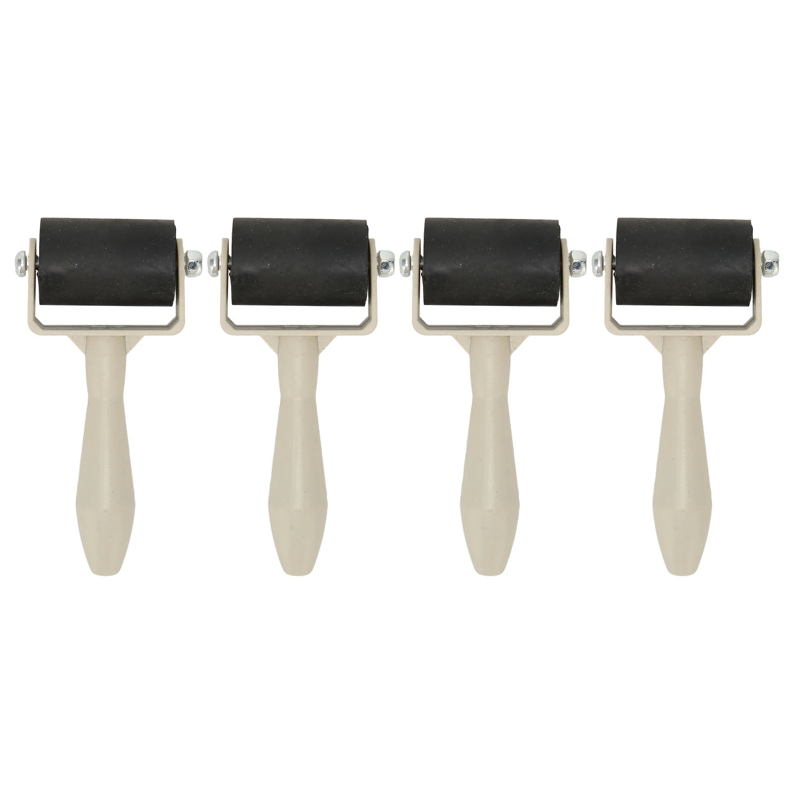 

4pcs Rubber Brayer Roller Flexible Uniform Printing Craft Hand Roller with Skid Resistance Handle for Painting Stamping