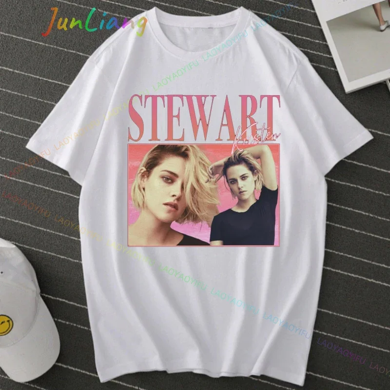 

Men's Shirts Actress Plain Shirt Fans Gift Kristen Stewart Tshirt 100% Cotton Y2k Clothes New in Tops & Tees Women's T-shirts