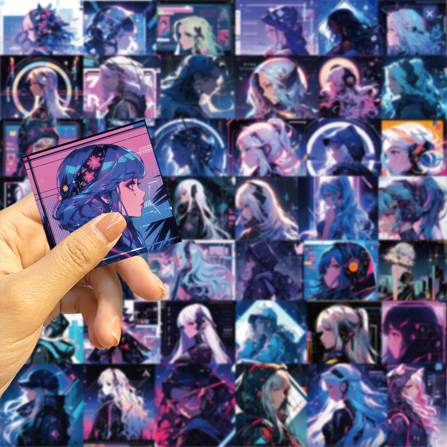 62 Stück Mädchen-Aufkleber im Cyberpunk-Stil, geeignet für Notebook, Computer, Gepäck, Kühlschrank, Skateboards, Handyhüllen