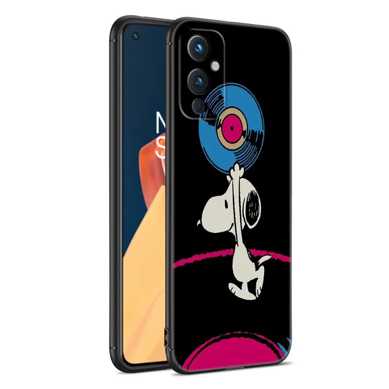 Cute S-Snoopy Black Silicone Phone Case For OnePlus 9R 10R 11R 12R ACE 2 Pro 2V 3V Nord CE 2 3 Lite 4 N10 N20 N30 SE 5G