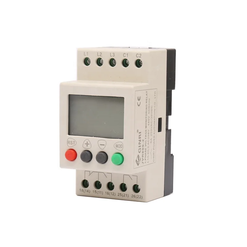 JVR800-2 디지털 위상 순서 전압 모니터 릴레이 카운트 다기능 보호 장치 LCD 화면 디스플레이 포함