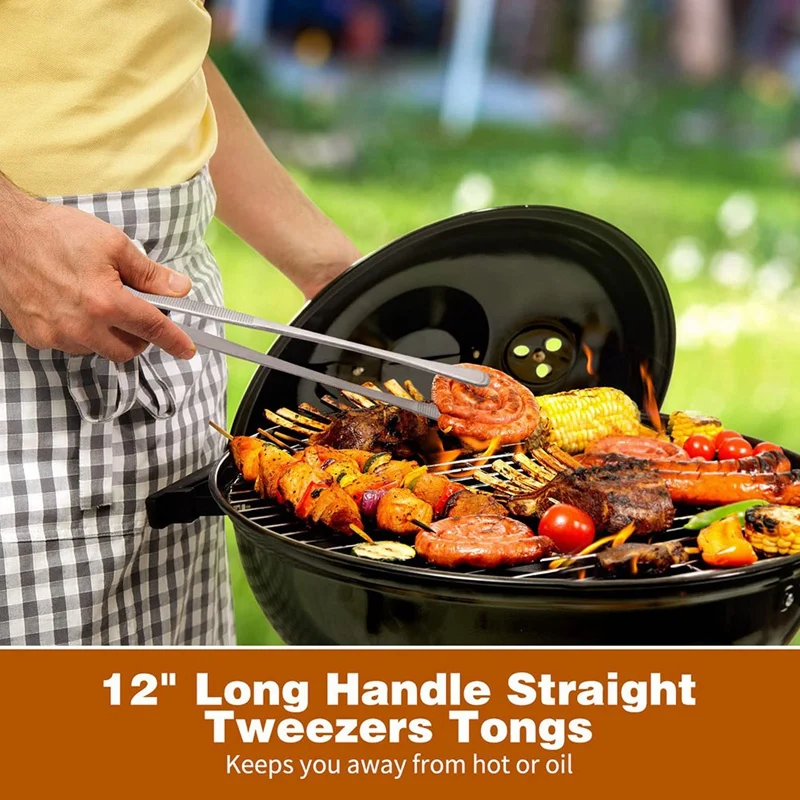 ملقط ملقط ناعم من الفولاذ المقاوم للصدأ ، ملقط طهي ، ملقط طعام ، ملقاط مطبخ للخبز ، 6.3 بوصة ، 4 ربع