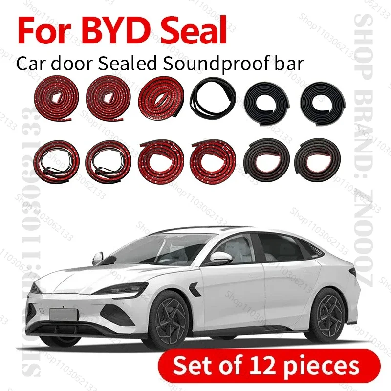 Car Door Strip Rubber Double Layer Sealing Protector Soundproof Seal Dustproof Seal Strip 12PCS For BYD Seal e-Platform 3.0