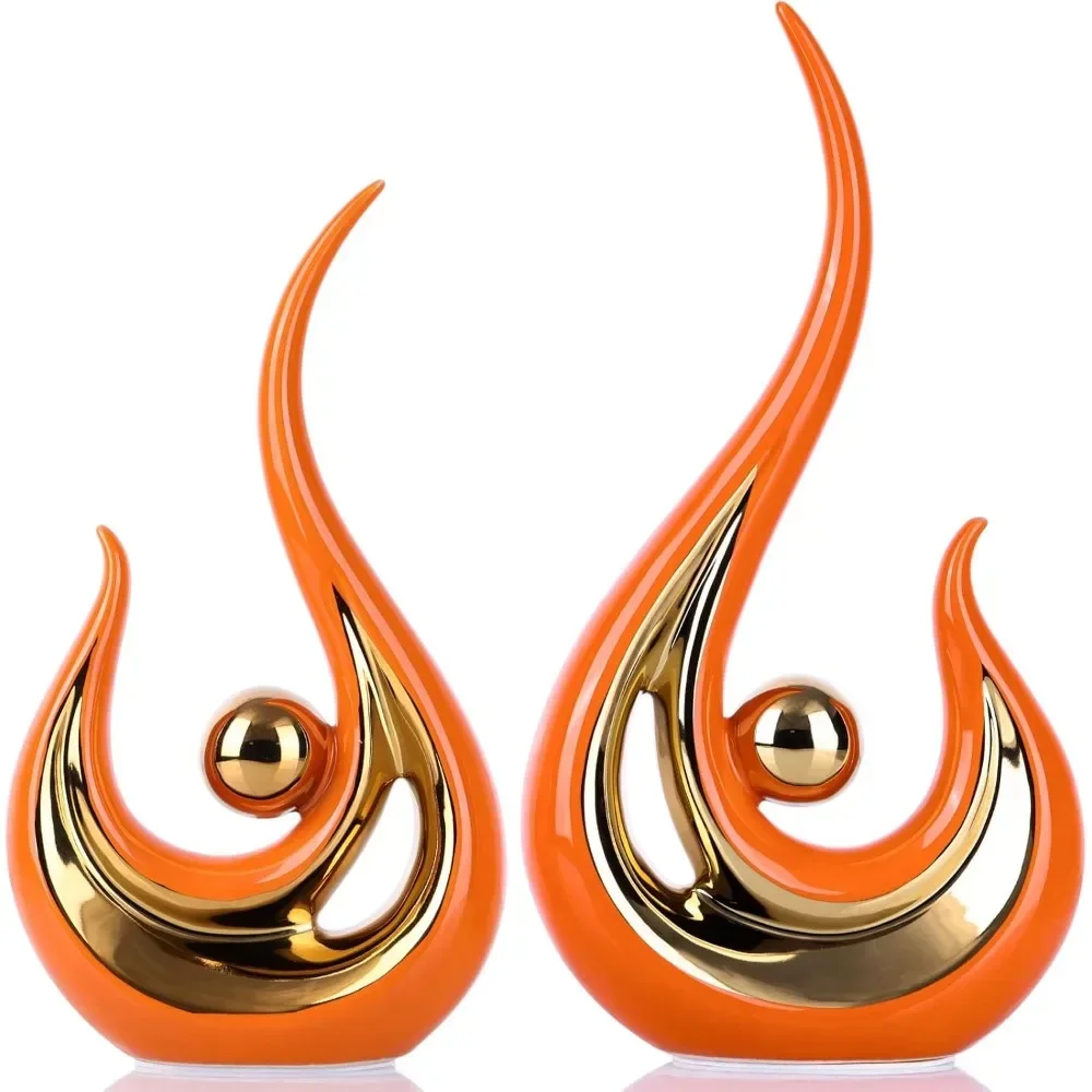 

ez Orange Ceramic Decor,Gold Decor for Bedroom,Home Decor Modern Abstract for Living Room Office Dining Room,Art Ceramic Statue