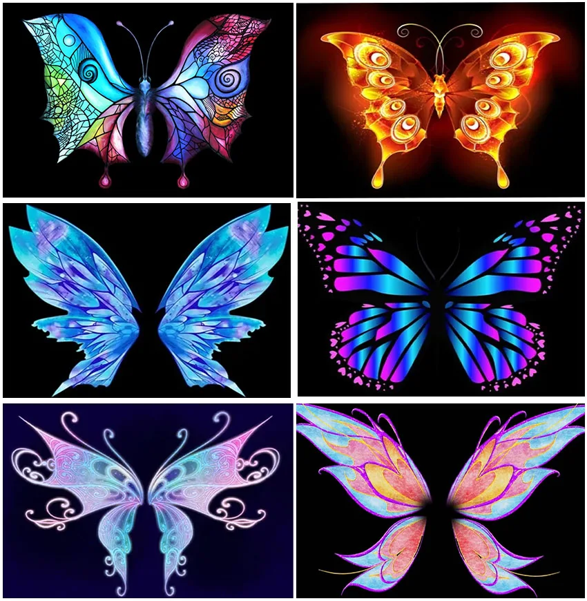 

Butterflies Wings Colorful Photography Backdrop Glow In The Dark Sparkle Shining For Birthday Party Decoration Backgrounds Props