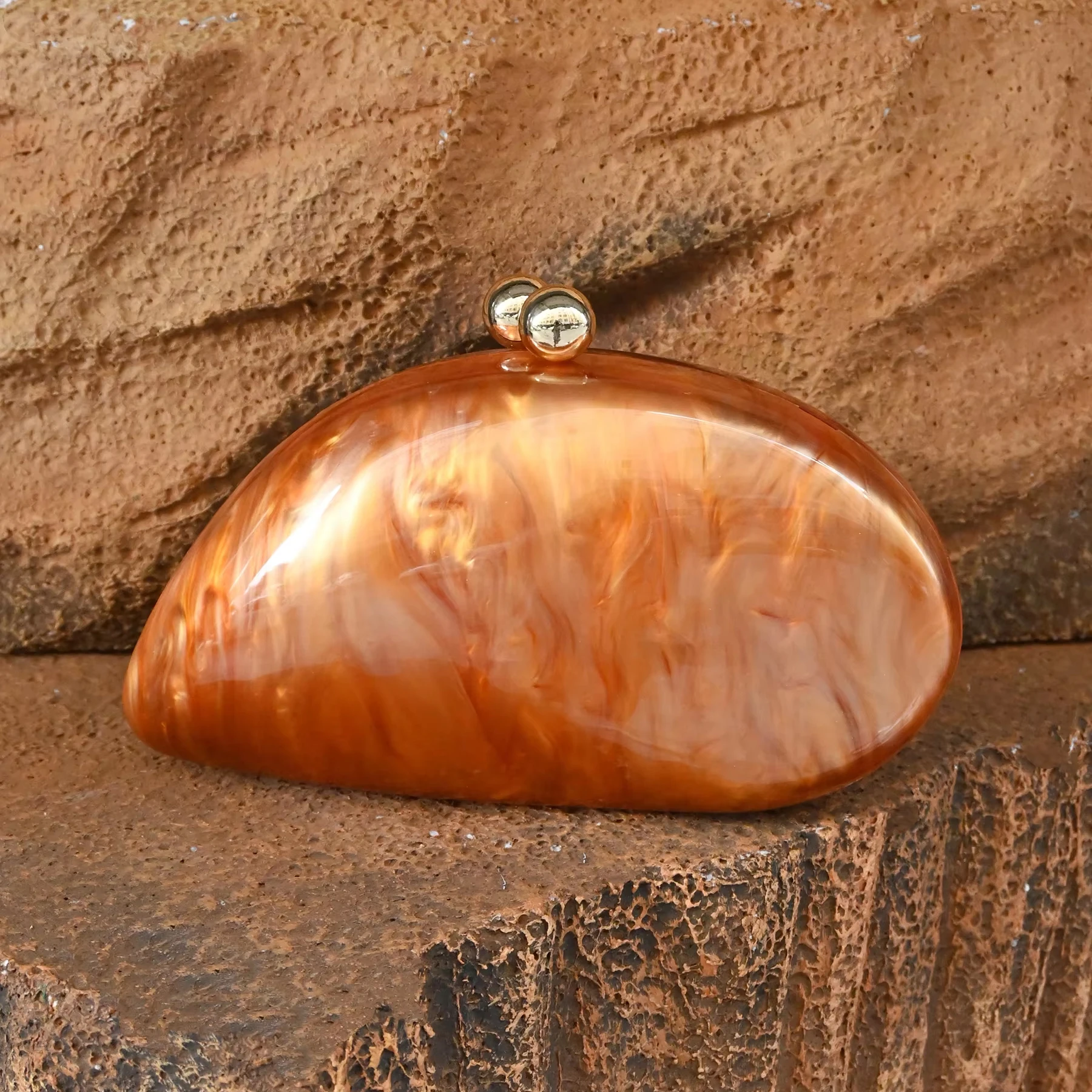 

Women Bag Stone Pattern Acrylic Marble Diamonds Irregular Shaped Clutch Evening Parties Weddings Handbag