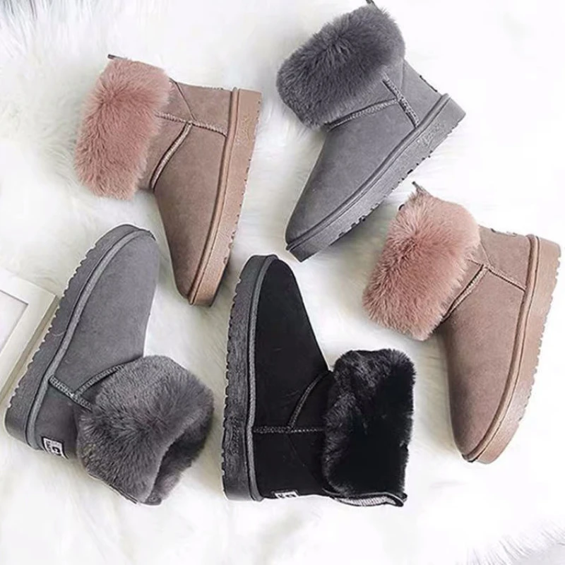 Sweety Ankle Boots Women Winter Shoes Suede Woman Snow Boots Rabbit Ear Women\'s Furry Botas De Mujer Warm Plush Cotton Shoes