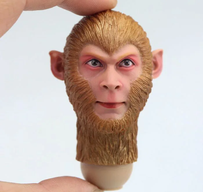 1/6 Scale Monkey King Head Sculpt Calm Sun WuKong Head Carving Journey To The West for 12in Male Soldier Body Action Figure