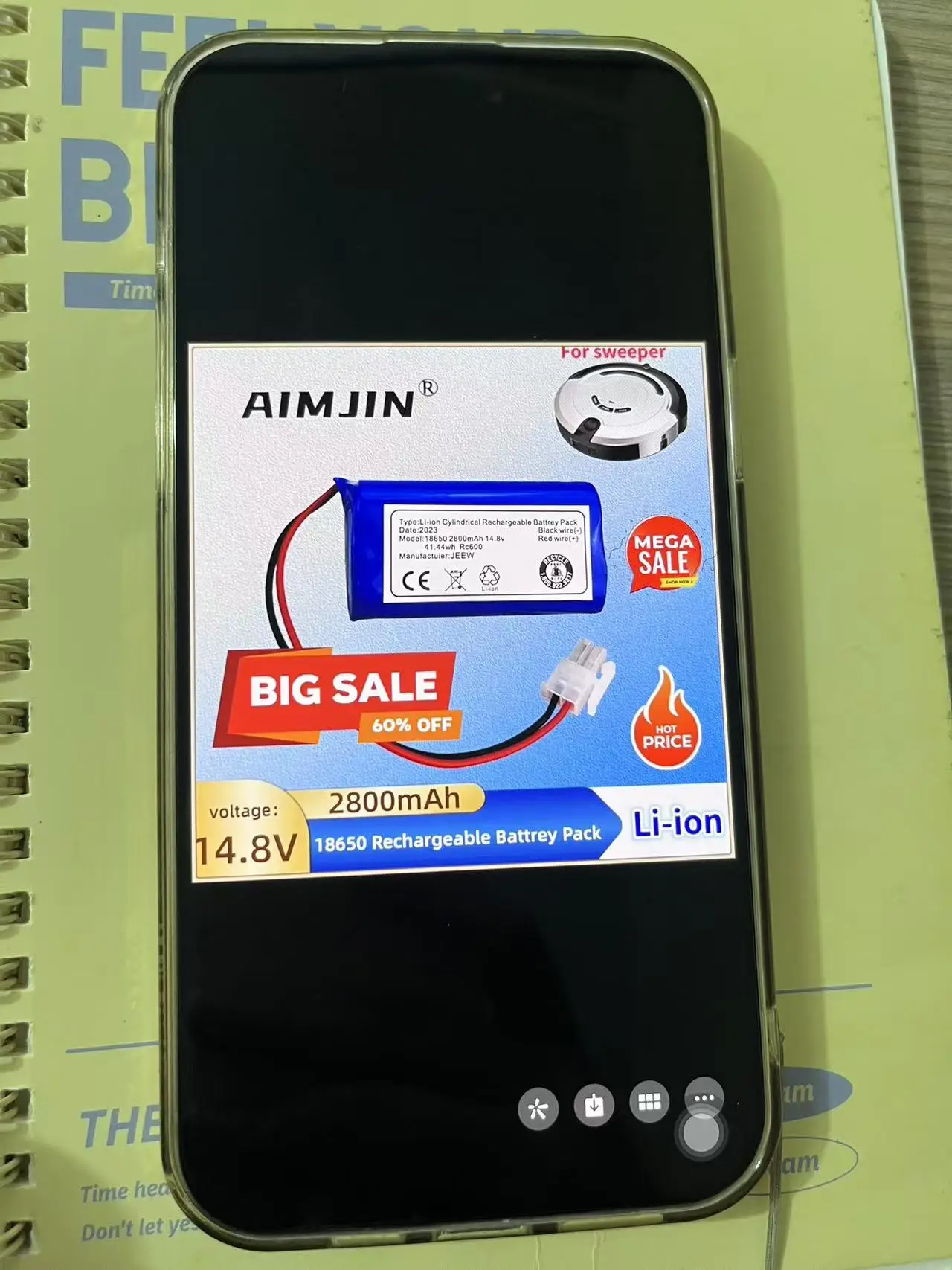 

14.8V 2800mAh 18650 Batteria Lipo ricaricabile per accessori per aspirapolvere robot per Chuwi ilife A4 A4s A6 batteria ILIFE 2S