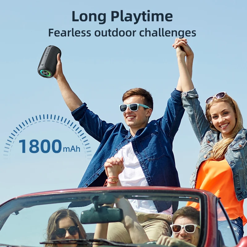 ZEALOT-M2 Portable Bluetooth Speaker,IPX5 Waterproof 360° Wireless Speaker TWS Stereo Pairing 10hrs Playtime For Camping