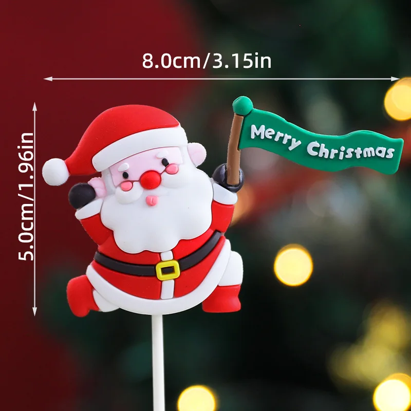 Neue Cupcake-Dekoration für Weihnachtskuchen, weicher Gummi-Weihnachtsbaum, Weihnachtsmann, Schneemann für Neujahr 2025, Weihnachts-Kuchenaufsatz – Detail 31