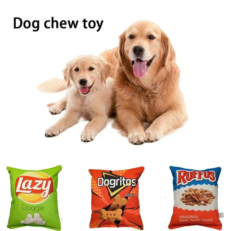 Fun Pet Plush Toys Teeth Cleaning Dog Chewing Resistance Toys Camouflage Treats Potato Chips Dog Food Puppy Toys Washable