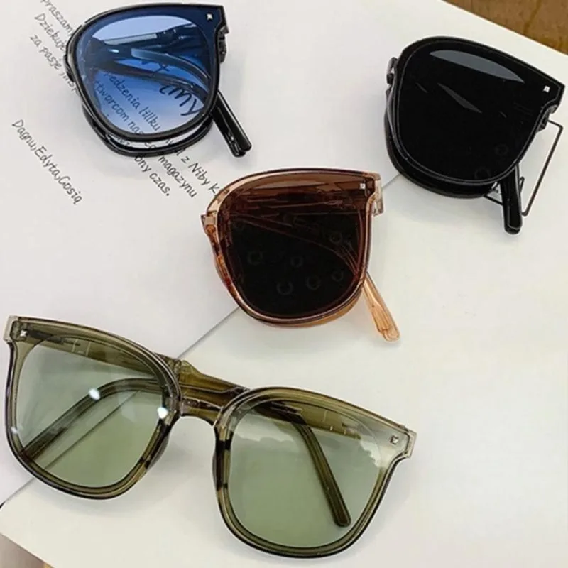 Modische Faltbare Sonnenbrille für Damen und Herren Markendesigner Vintage Sonnenschutzbrille für Outdoor und Autofahren Tragbare Eyewear