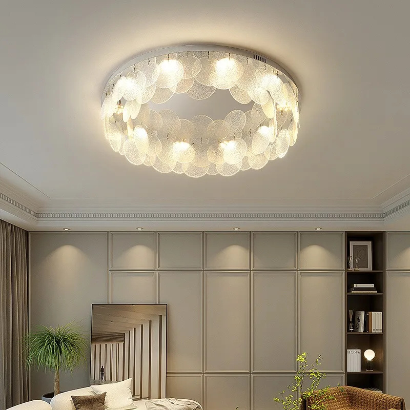 Full Spectrum LED Ceiling Light, Anti-blue Light Flicker-Free Flush Mount Chandelier, 3 Color Dimmable, for Bedroom Kids Room