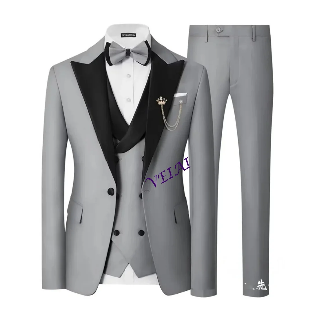 

CustomizedMens Tuxedo Suit Set Slim Fit 3 Piece Wedding Prom Dinner Tuxedo for Men Double Breasted Suits Set