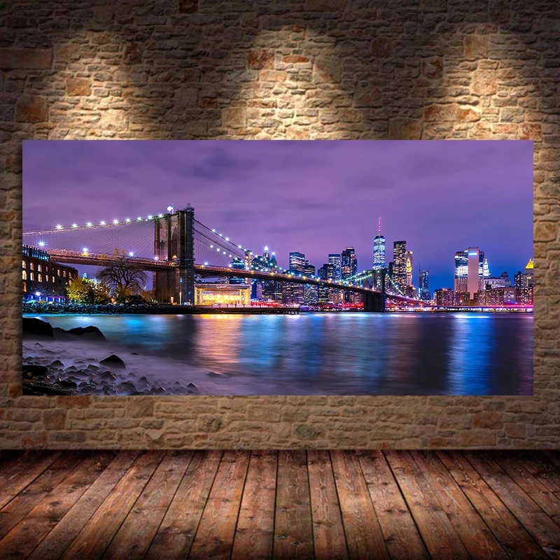 1pc frameless Canvas Painting New York City Skyline Manhattan Painting Canvas Print Modern City Poster Picture Wall Art for Livi