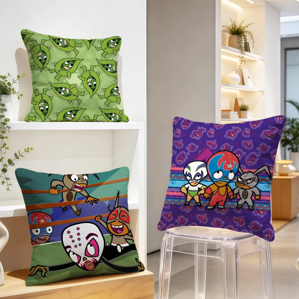 Cartoon Fun M-Mucha L-Lucha F-Frijolito Cushion Cover Soft Pillowcase Double Sided Sofa Home Living Room Decor Bed Hogar Gift