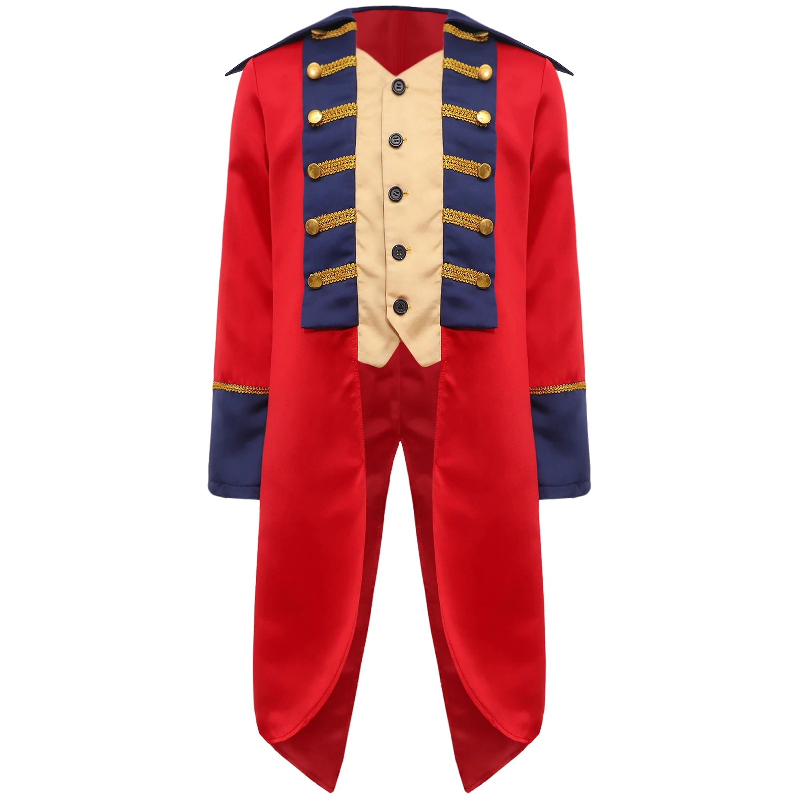 Kids Boys Theme Party Cosplay Jacket Long Sleeve Vintage Tailcoat Medieval Renaissance British Napoleon Performance Costume