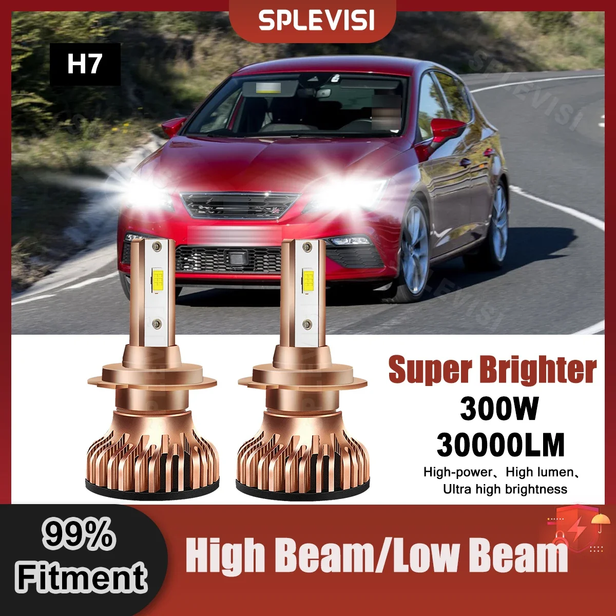 

Super White LED Headlight H7 High/Low Beam Bulbs 30000LM 300W/Pair For Seat Leon MK3 2012 2013 2014 2015 2016 2017 2018 2019