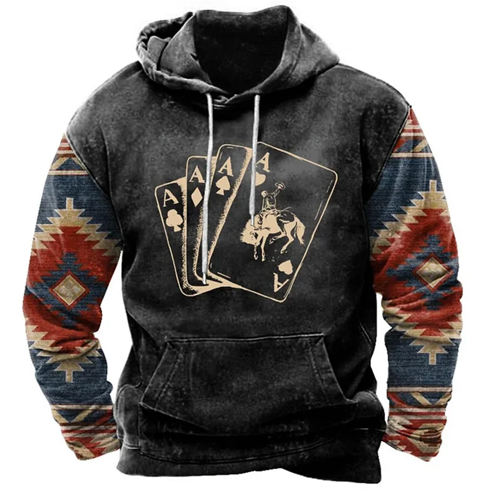 Frühling Herbst Männer Hoodie 3D-Spielkarte gedruckt Langarm Pullover 5xl übergroße Harajuku Kleidung lose Designer-Sweatshirt