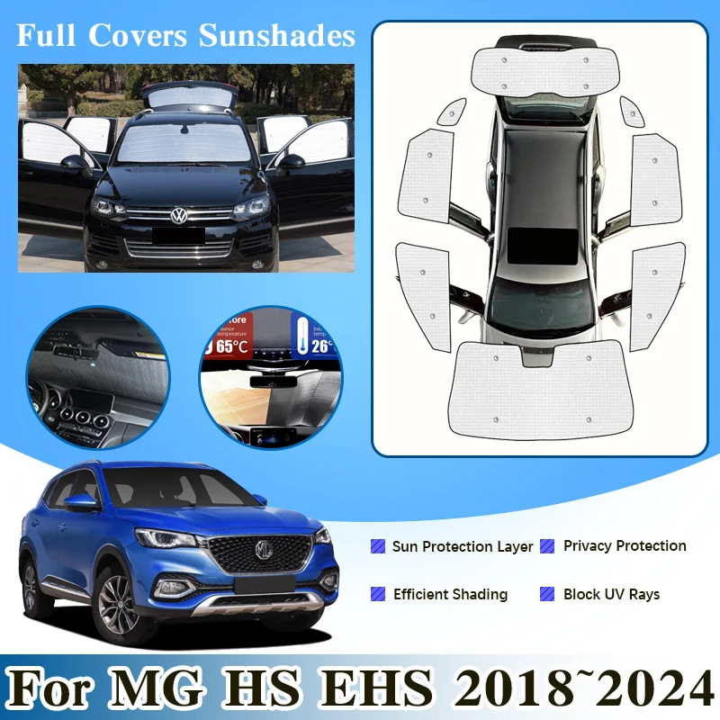 

Car Cover Sunshades For MG HS EHS AS23 Phev 2018~2024 Full Surround Windshield Window Visor Anti-UV Protection Auto Accessories