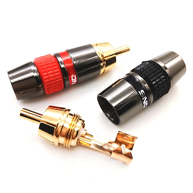 1PCS Gold-Plated Copper RCA Male/Female Plug Lotus Solder Plug Extension Socket RCA Wiring Audio And Video Red Black