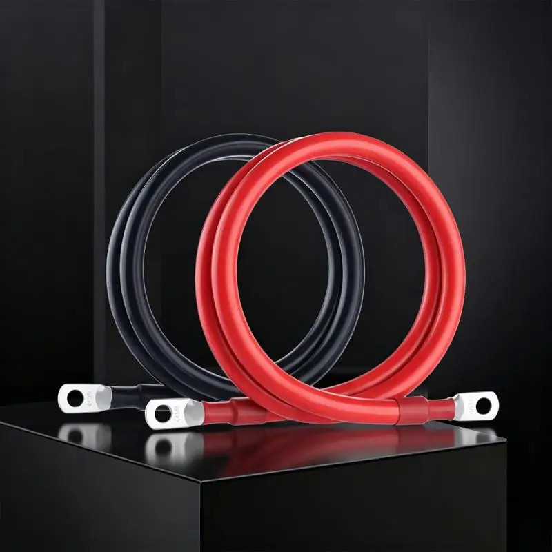 Battery Connection Cable With M8 M10 Terminal RV Pure Copper Core Inverter Battery Connection Wire 15/30CM