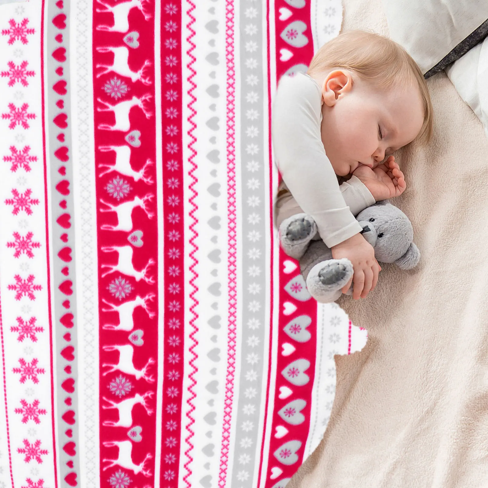 بطانية تهدئة للرضع، تصميم كرتوني ناعم لعيد الميلاد للأطفال والبنات، سجادة مزخرفة خفيفة الوزن للاستخدام المنزلي والترفيه #4