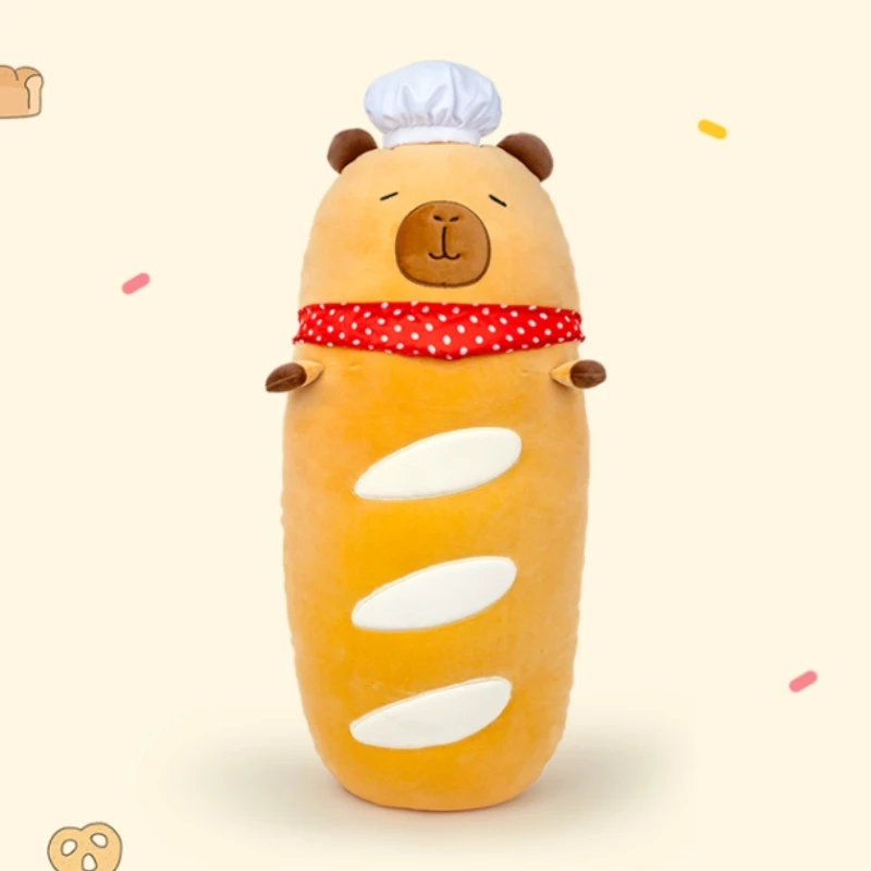 Cartoon Capybara Baguette Knuffel Gevuld Chef's Cap Capibara Lange Slaap Zacht Kussen Sofa Kussen Dutje Meisjes Verjaardagscadeautjes
