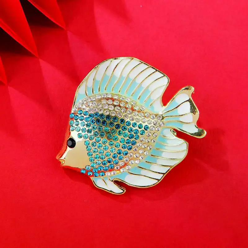 Cute Rhinestone Animal Tropical Fish Brooches For Women Clothing Coat Accessries Gifts