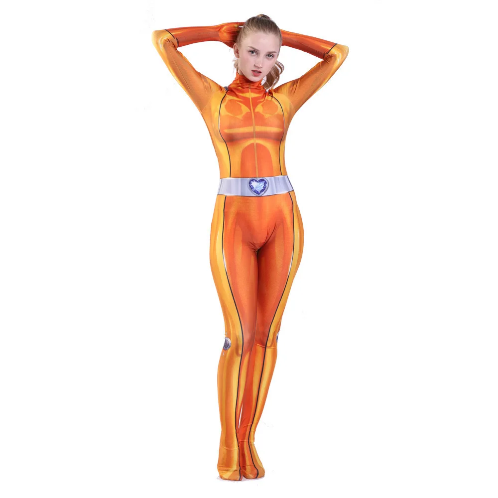 Women Totally Spies Cosplay Bodysuit Anime Clover Ewing Jumpsuits for Adult Halloween Party Samantha Simpson Alexandra Costume