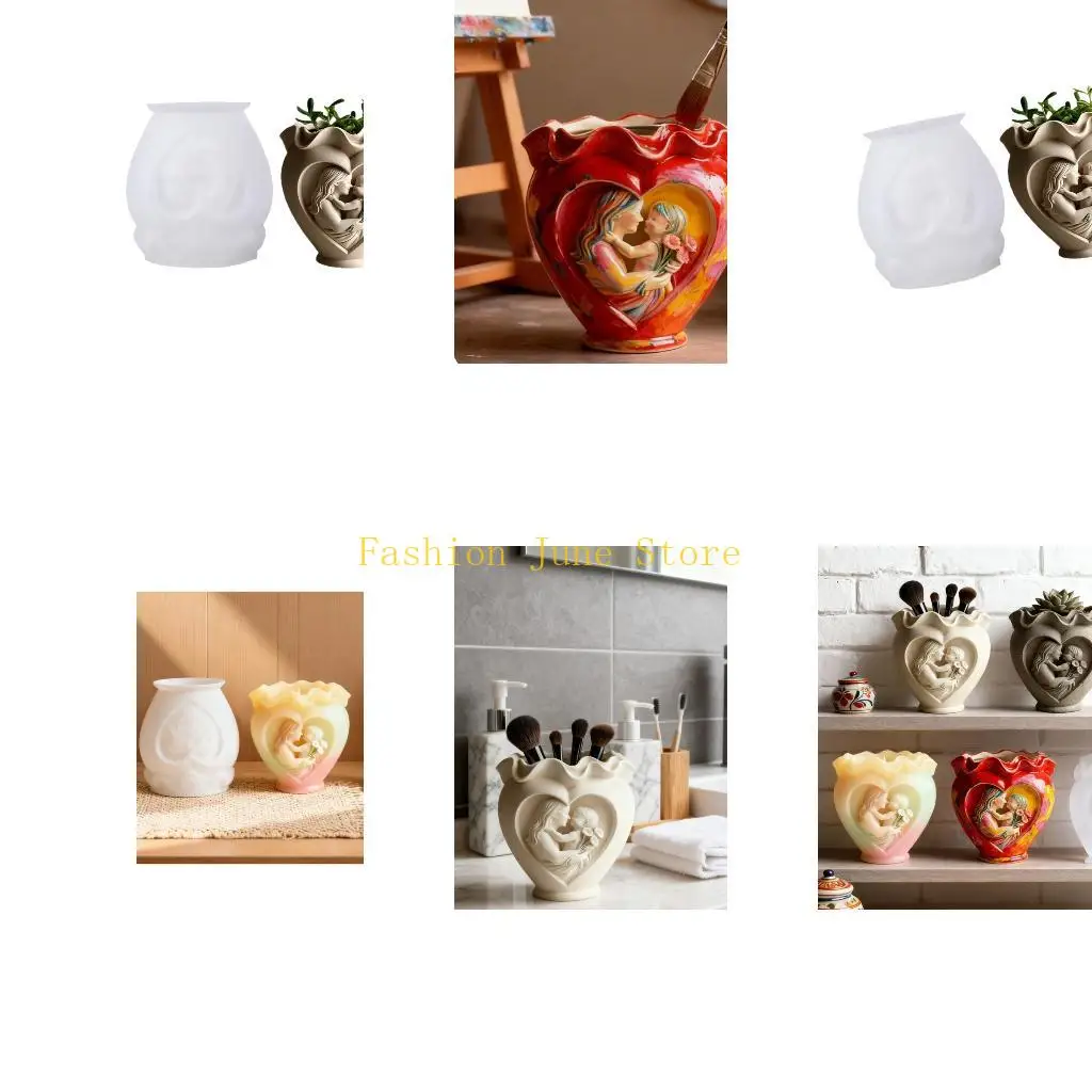 N5KA Silicone Heart Planter Mould For Art Handmade Jewelry And Home Decoration Craft Reusable Demolding Designs
